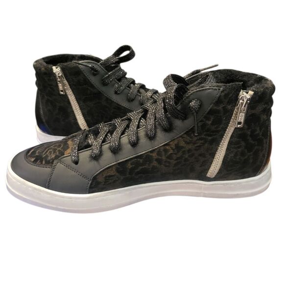 P448 Skater Womens Sneaker Black Brown Faux Leather Handmade Italy US 8.5 NIB - Picture 4 of 15